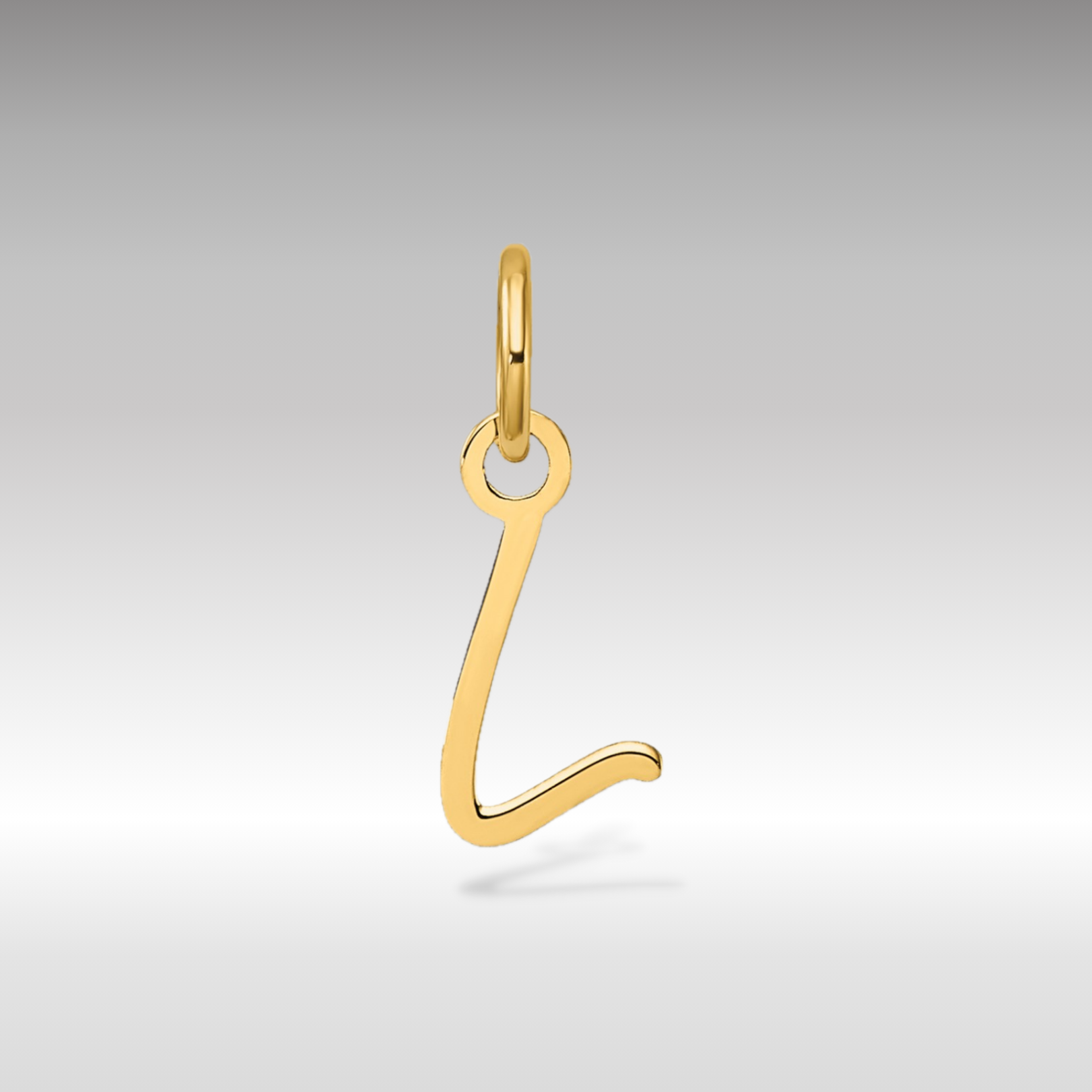 14K Gold Small Script Letter "L" Initial Pendant - Charlie & Co. Jewelry