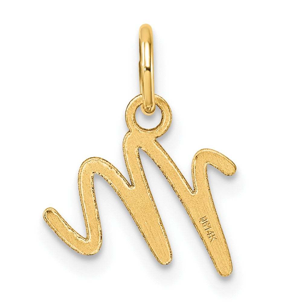 14K Gold Small Script Letter "M" Initial Pendant - Charlie & Co. Jewelry