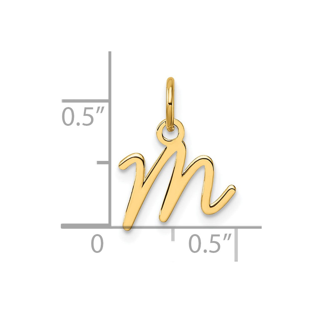 14K Gold Small Script Letter "M" Initial Pendant - Charlie & Co. Jewelry