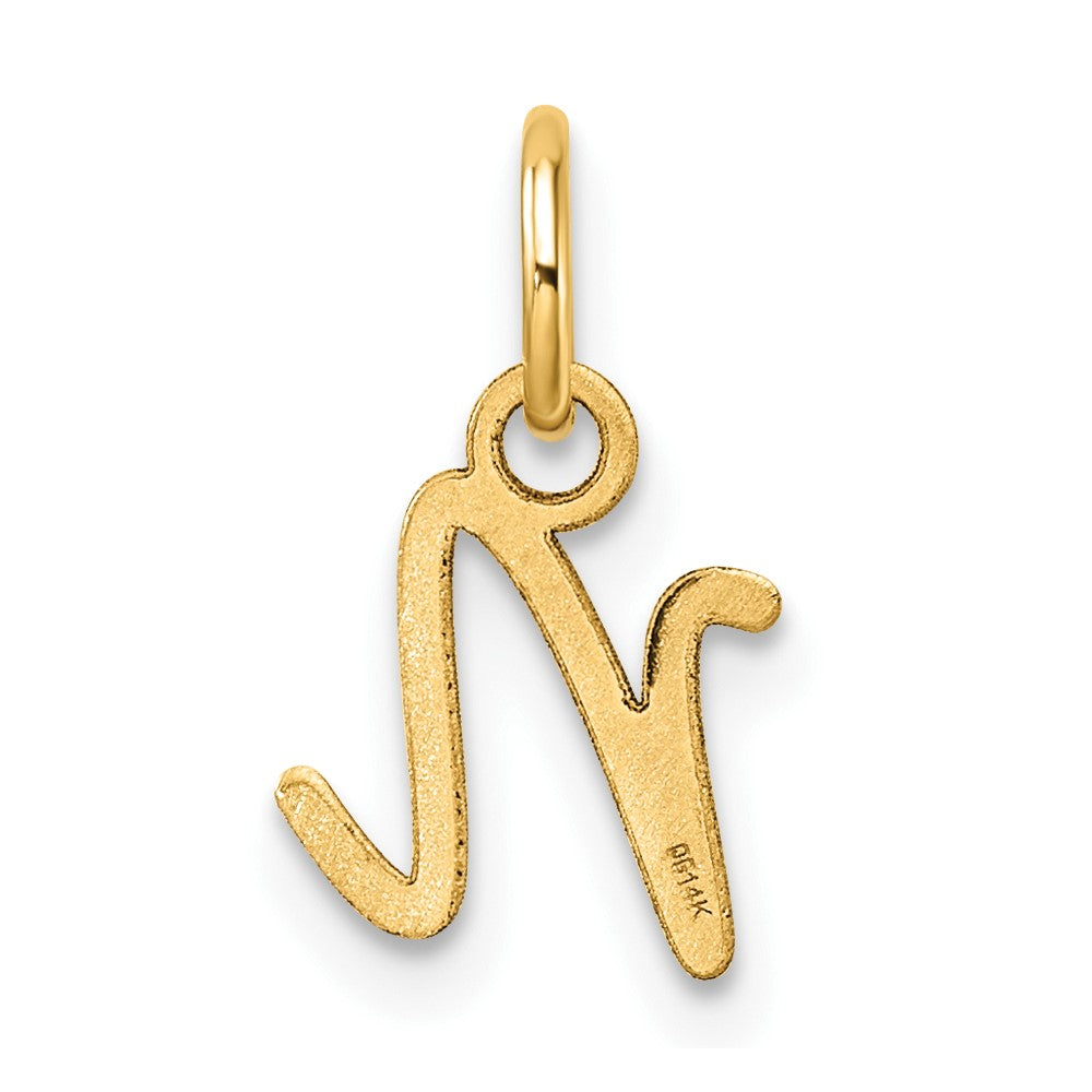 14K Gold Small Script Letter "N" Initial Pendant - Charlie & Co. Jewelry