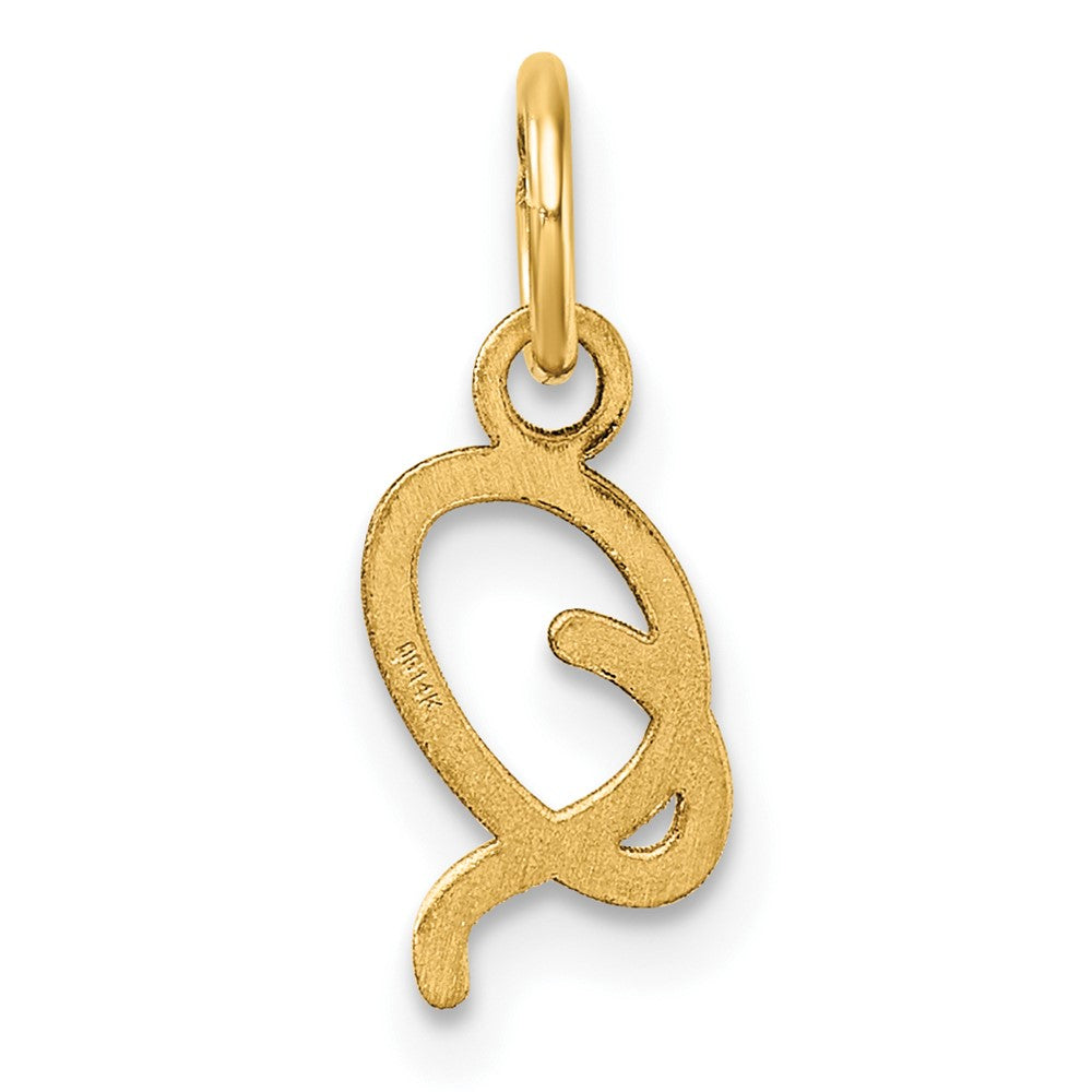 14K Gold Small Script Letter "Q" Initial Pendant - Charlie & Co. Jewelry