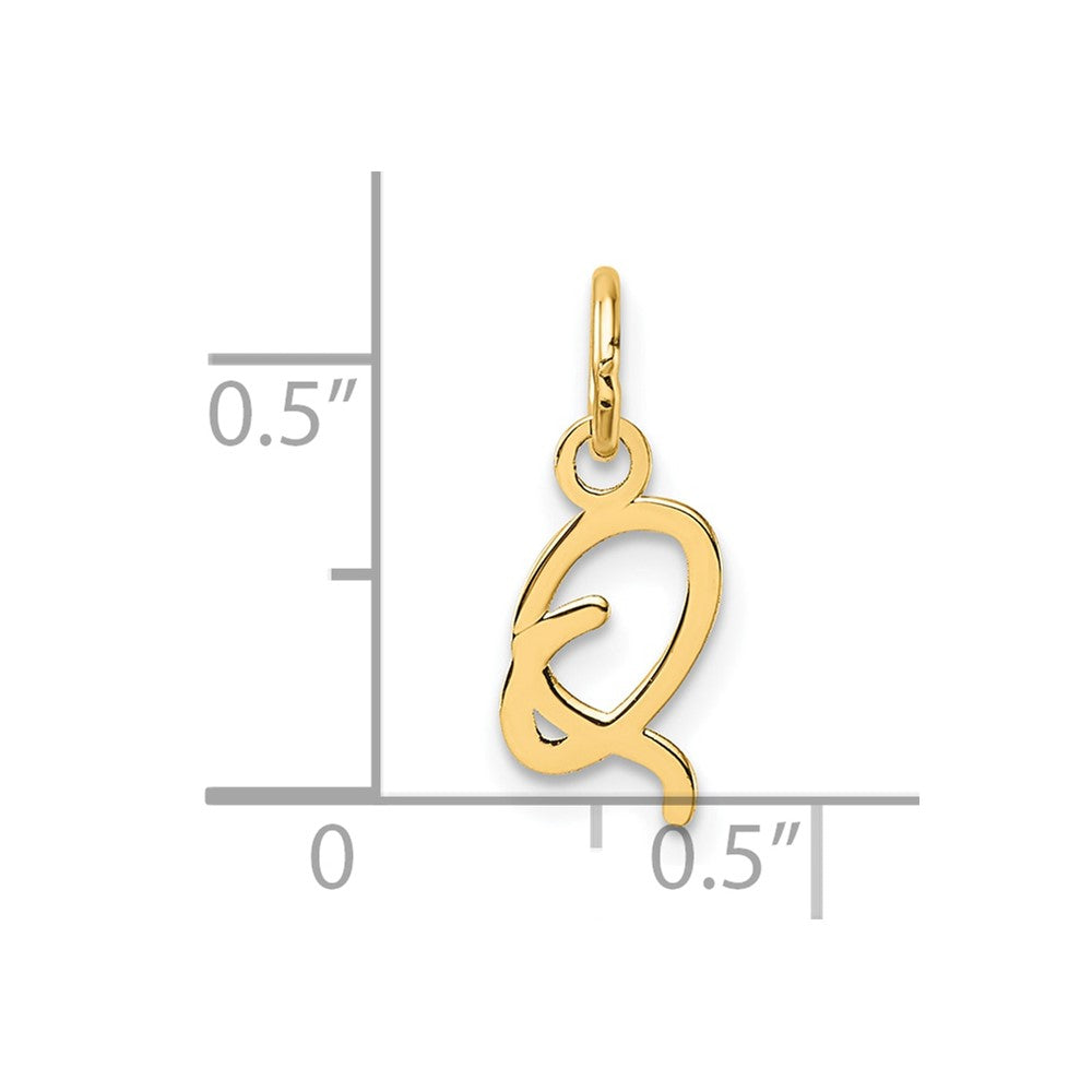 14K Gold Small Script Letter "Q" Initial Pendant - Charlie & Co. Jewelry