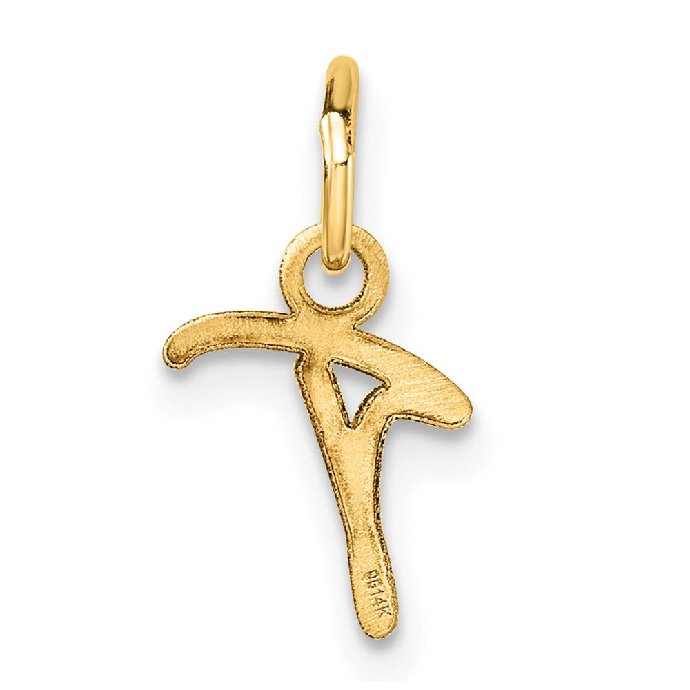 14K Gold Small Script Letter "T" Initial Pendant - Charlie & Co. Jewelry