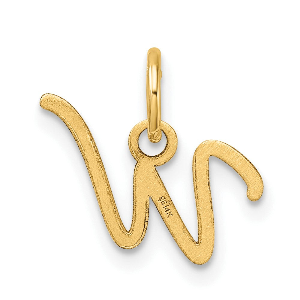 14K Gold Small Script Letter "W" Initial Pendant - Charlie & Co. Jewelry