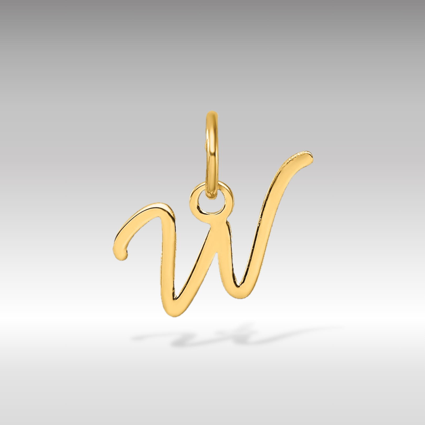 14K Gold Small Script Letter "W" Initial Pendant - Charlie & Co. Jewelry