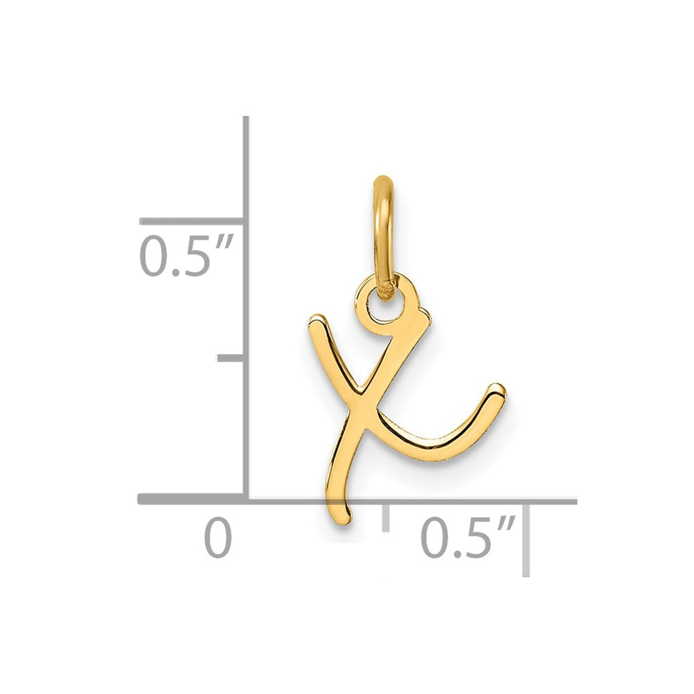 14K Gold Small Script Letter "X" Initial Pendant - Charlie & Co. Jewelry