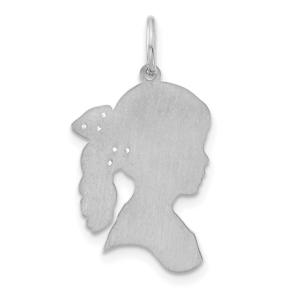 White Gold Girls Silhouette with Diamond Bow Charm - Model XNA1475W - Charlie & Co. Jewelry