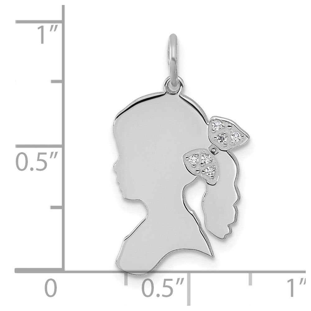 White Gold Girls Silhouette with Diamond Bow Charm - Model XNA1475W - Charlie & Co. Jewelry