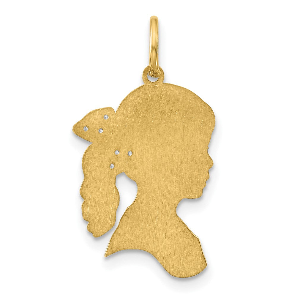 Gold Girls Silhouette with Diamond Bow Charm Necklace - Model XNA1475Y - Charlie & Co. Jewelry