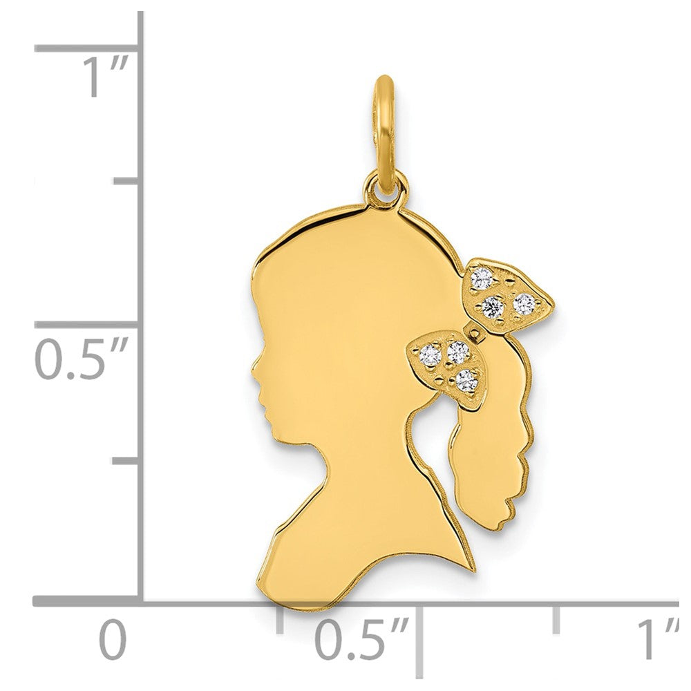 Gold Girls Silhouette with Diamond Bow Charm Necklace - Model XNA1475Y - Charlie & Co. Jewelry