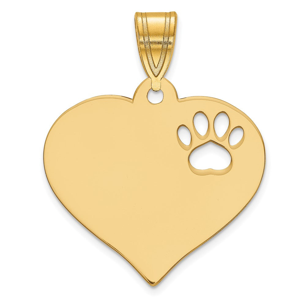 Charlie & Co Jewelry | 14k Yellow Gold Blank Heart With Cut-out Paw Print Pendant - Model XNA767Y