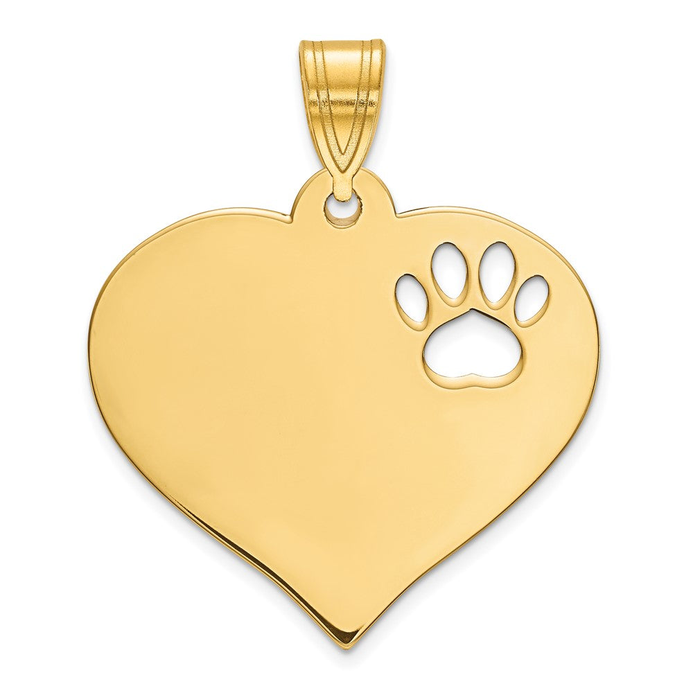Charlie & Co Jewelry | 14k Yellow Gold Blank Heart With Cut-out Paw Print Pendant - Model XNA768Y