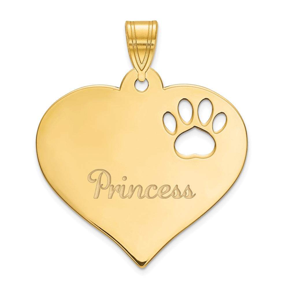 Charlie & Co Jewelry | 14k Yellow Gold Heart With Name And Paw Print Cut-out Pendant - Model XNA769Y