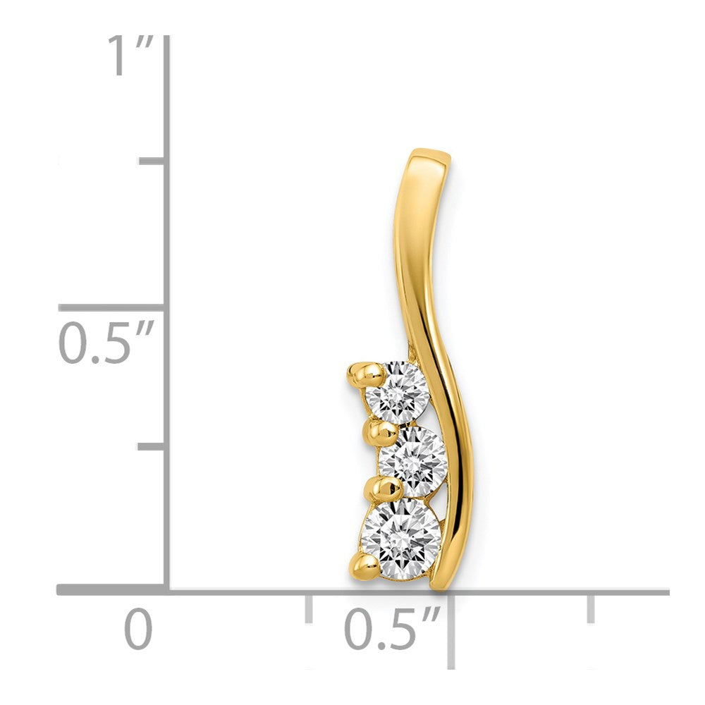 Charlie & Co Jewelry | 14k Aa Diamond Small Three Stone Curved Bar Pendant - Model XP1446AA