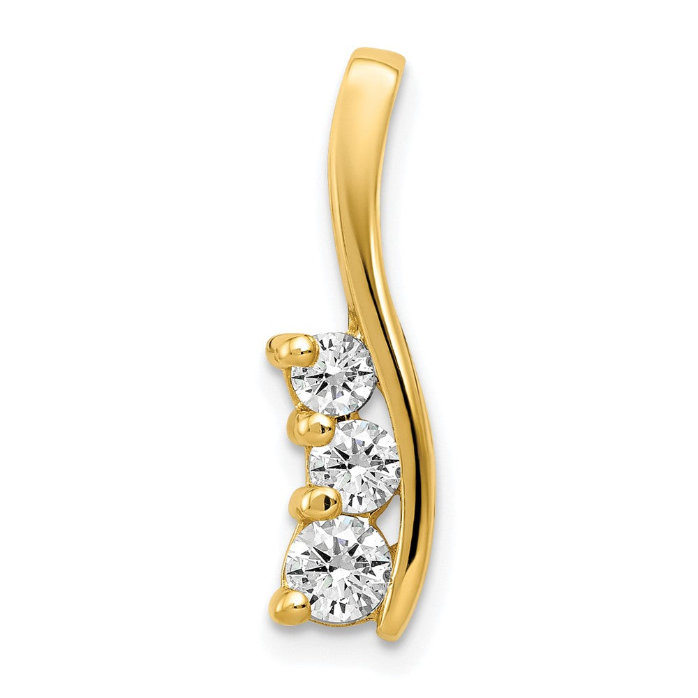 Charlie & Co Jewelry | 14k Aa Diamond Small Three Stone Curved Bar Pendant - Model XP1446AA