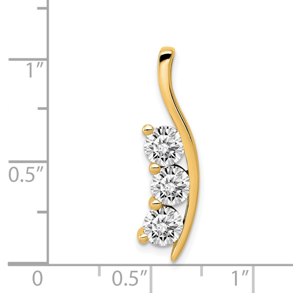 Charlie & Co Jewelry | 14k Vs Diamond Large Three Stone Curved Bar Pendant - Model XP1450VS