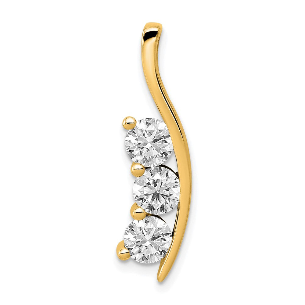 Charlie & Co Jewelry | 14k A Diamond Large Three Stone Curved Bar Pendant - Model XP1450A