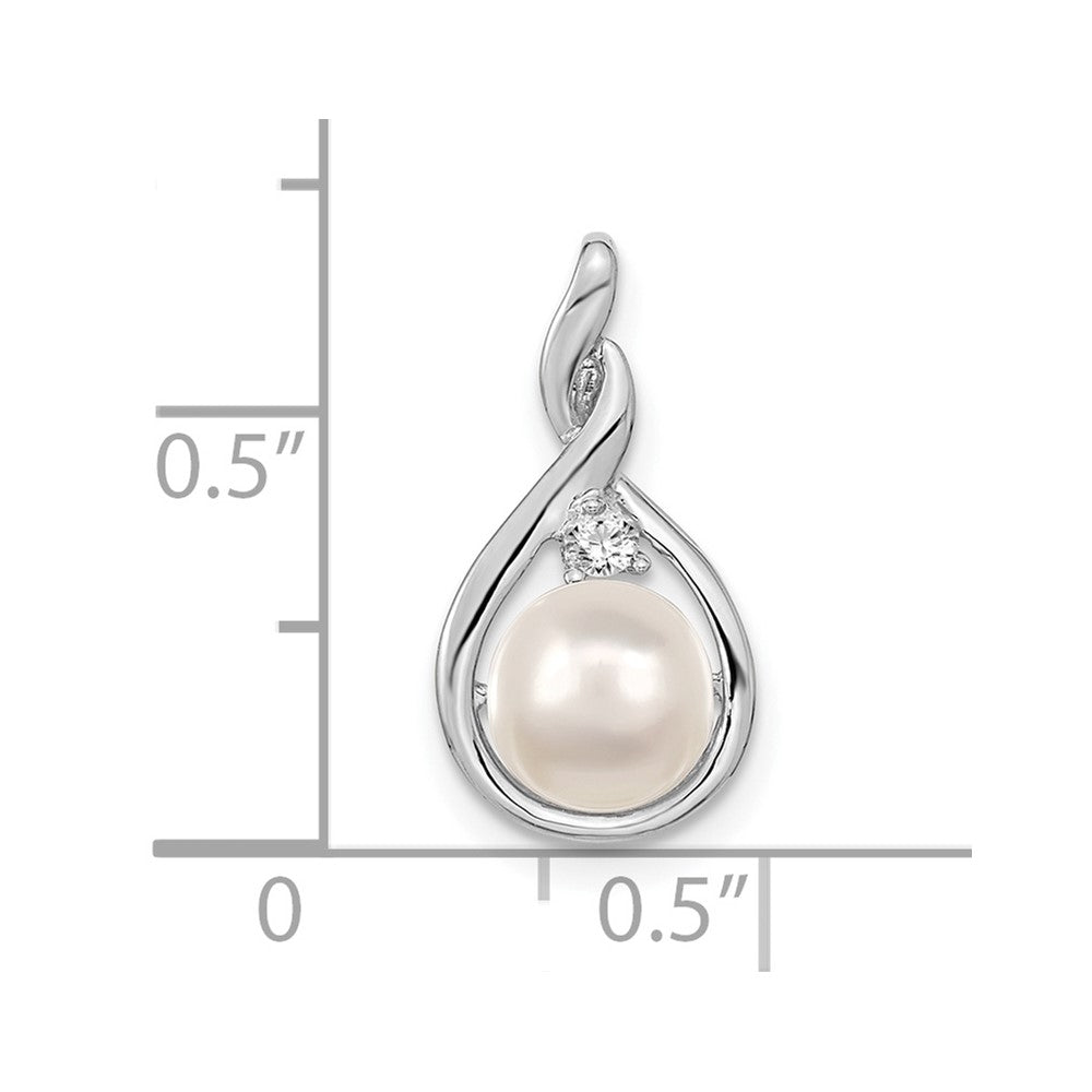 White Gold 7mm White Round FW Cultured Pearl and AA Diamond Pendant - Model XP246WPL/AA - Charlie & Co. Jewelry