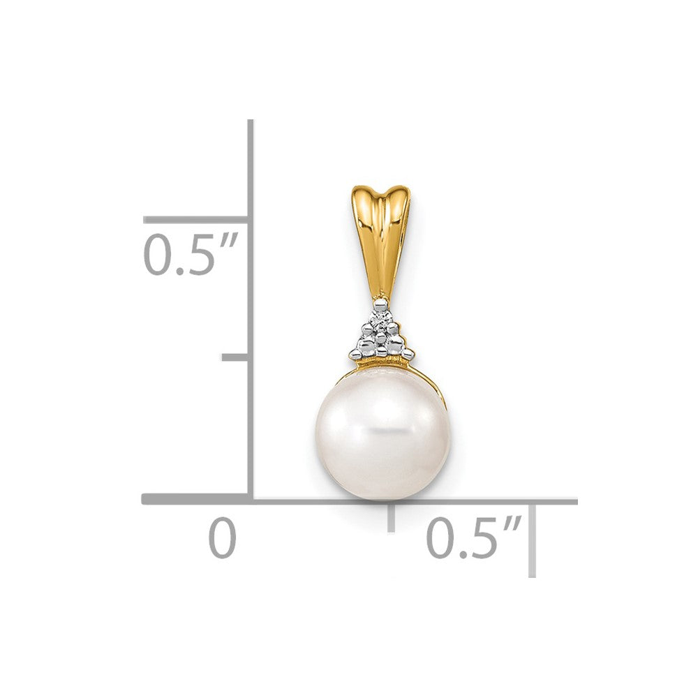 Gold 6-7mm White Round FW Cultured Pearl and Diamond Pendant - Model XP4154 - Charlie & Co. Jewelry