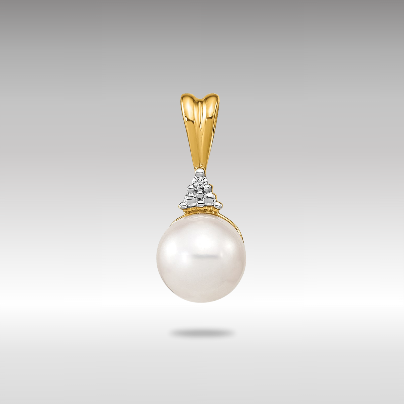 Gold 6-7mm White Round FW Cultured Pearl and Diamond Pendant - Model XP4154 - Charlie & Co. Jewelry