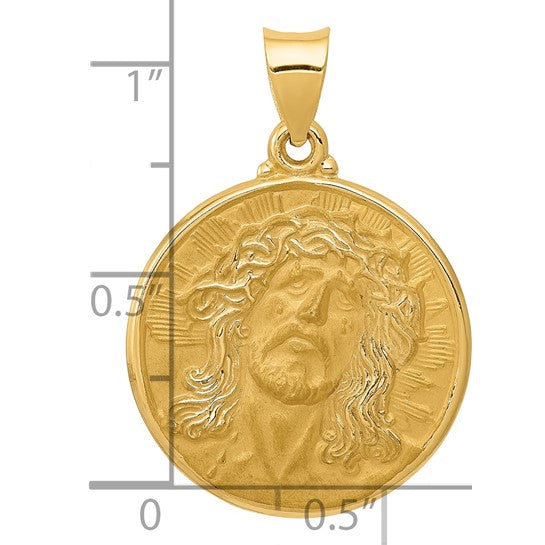 Gold Jesus Head Stamp Medal Pendant - Model XR1243 - Charlie & Co. Jewelry