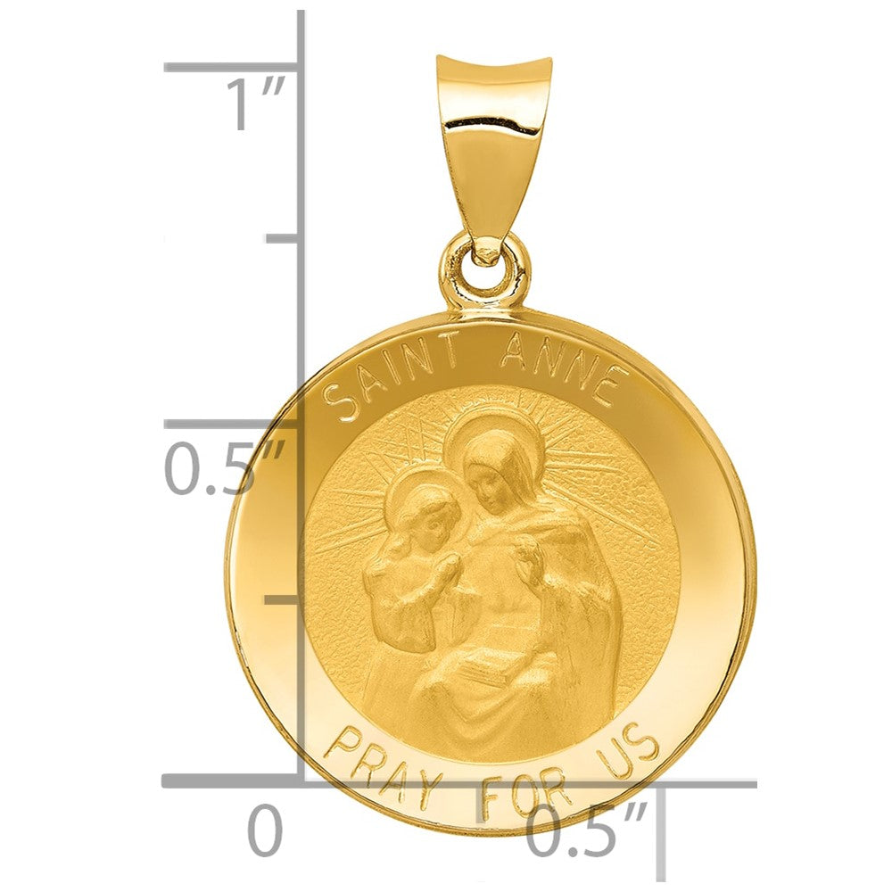 Charlie & Co Jewelry | 14k Polished And Satin St. Anne Medal Hollow Pendant - Model XR1286