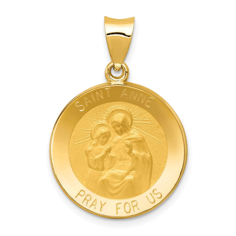 Charlie & Co Jewelry | 14k Polished And Satin St. Anne Medal Hollow Pendant - Model XR1286