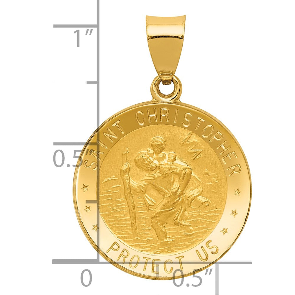 Charlie & Co Jewelry | 14k Polished And Satin St. Christopher Medal Hollow Pendant - Model XR1299