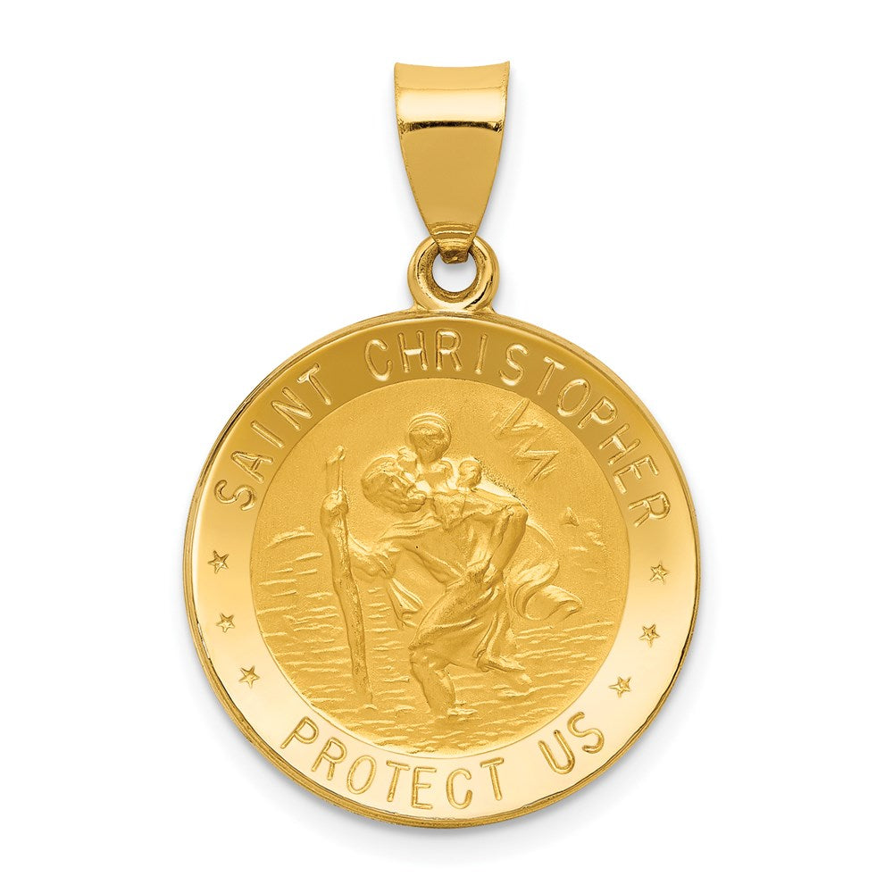 Charlie & Co Jewelry | 14k Polished And Satin St. Christopher Medal Hollow Pendant - Model XR1299