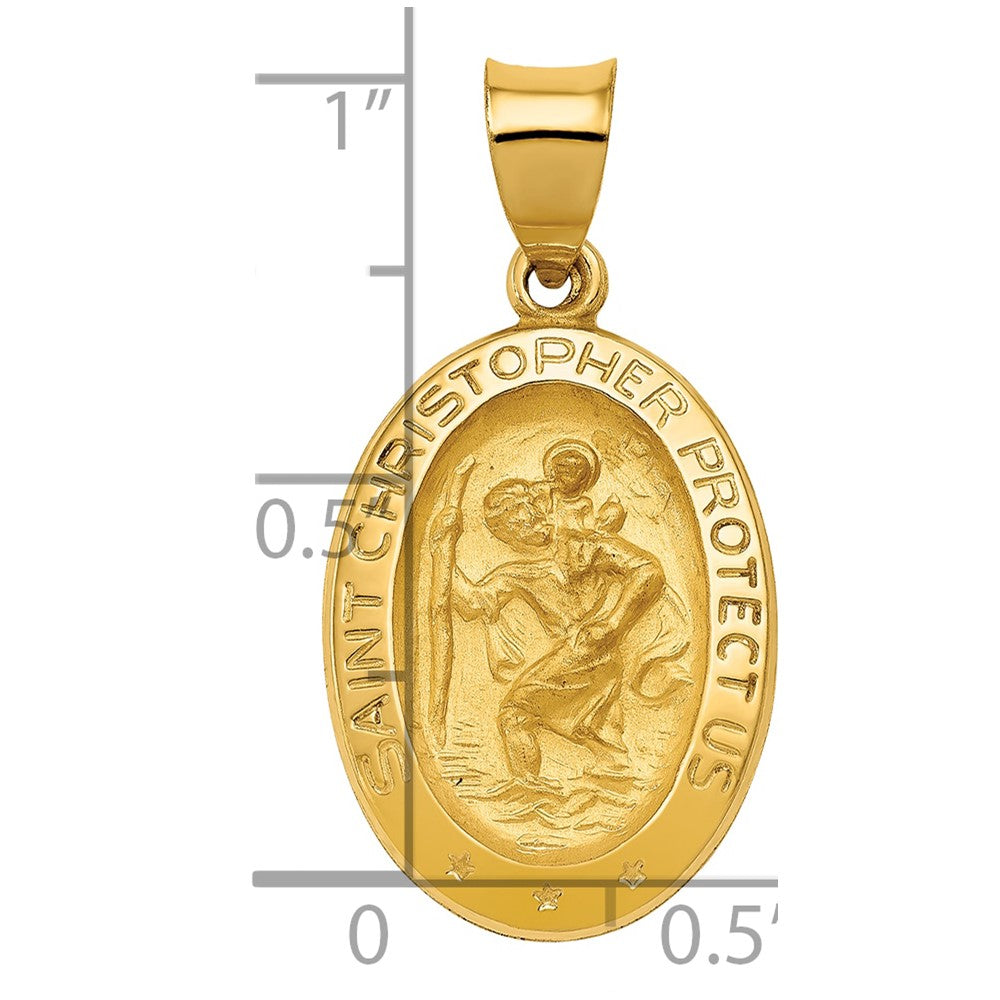 Charlie & Co Jewelry | 14k Polished And Satin St Christopher Medal Hollow Pendant - Model XR1310