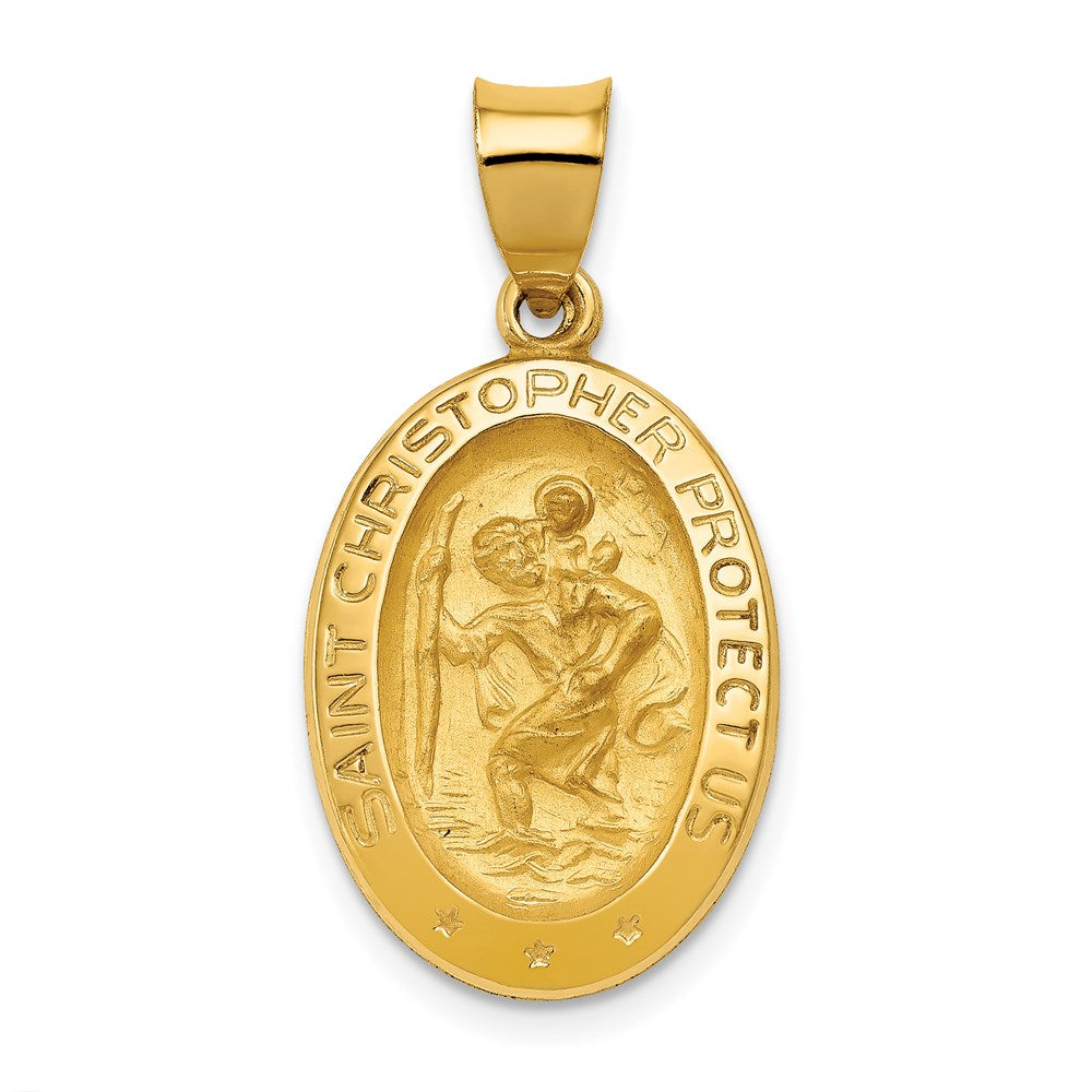 Charlie & Co Jewelry | 14k Polished And Satin St Christopher Medal Hollow Pendant - Model XR1310