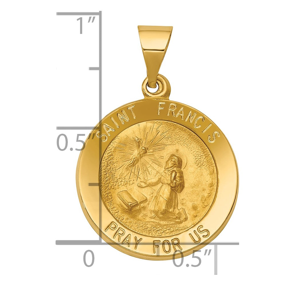 Charlie & Co Jewelry | 14k Polished And Satin St Francis Medal Hollow Pendant - Model XR1322