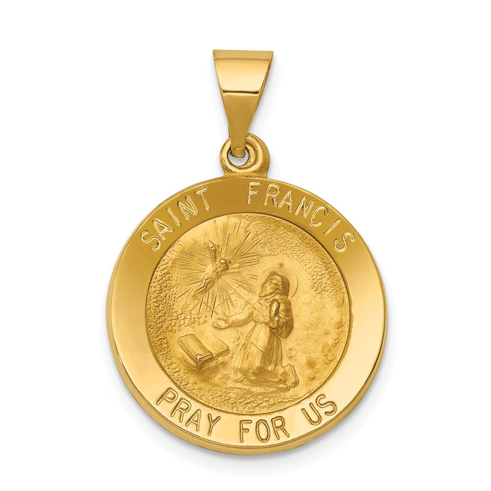 Charlie & Co Jewelry | 14k Polished And Satin St Francis Medal Hollow Pendant - Model XR1322