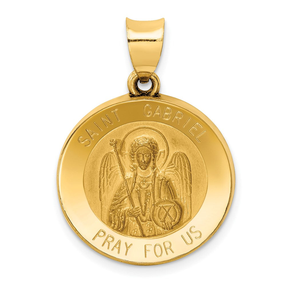 Charlie & Co Jewelry | 14k Polished And Satin St Gabriel Medal Hollow Pendant - Model XR1327