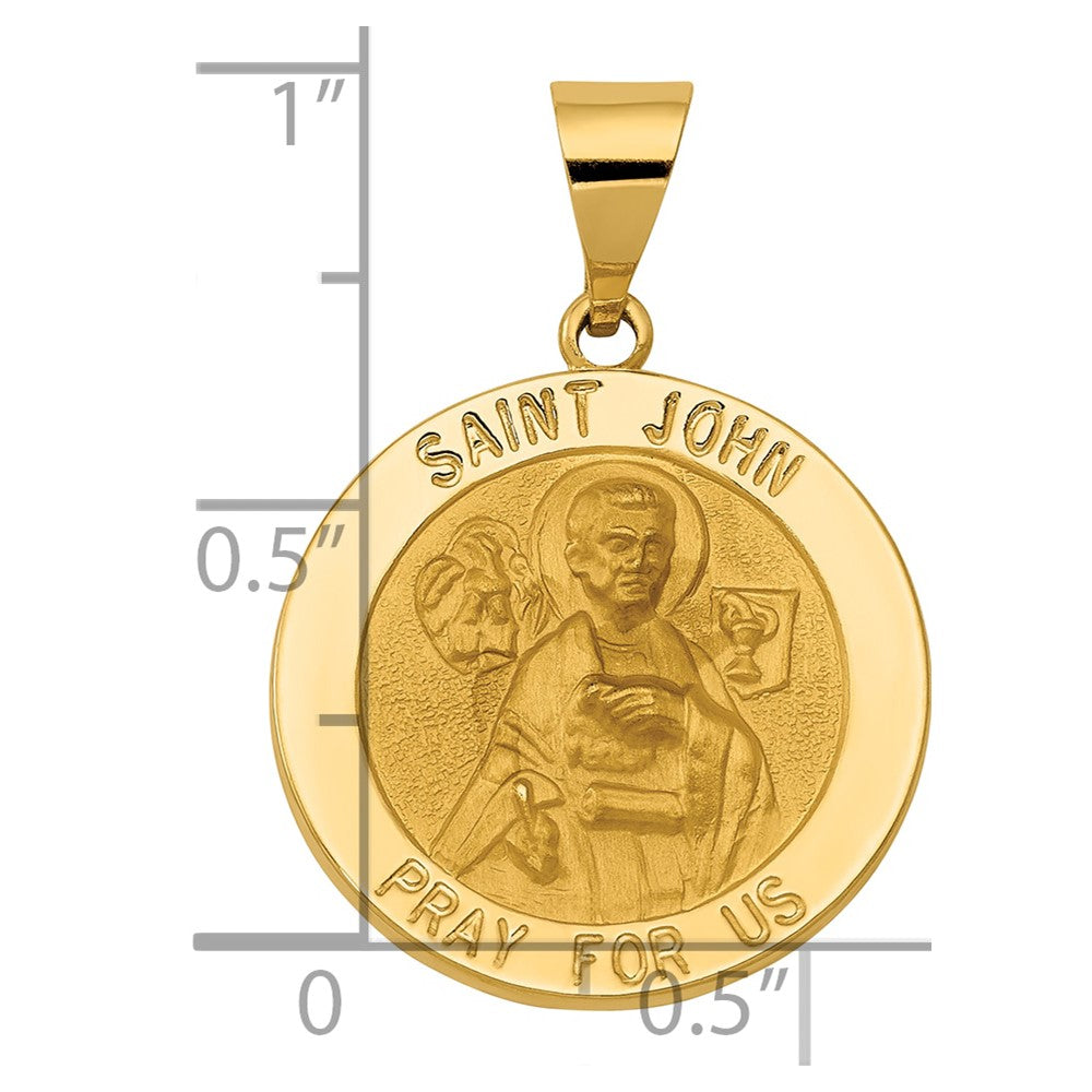 Charlie & Co Jewelry | 14k Polished And Satin St John Medal Hollow Pendant - Model XR1333