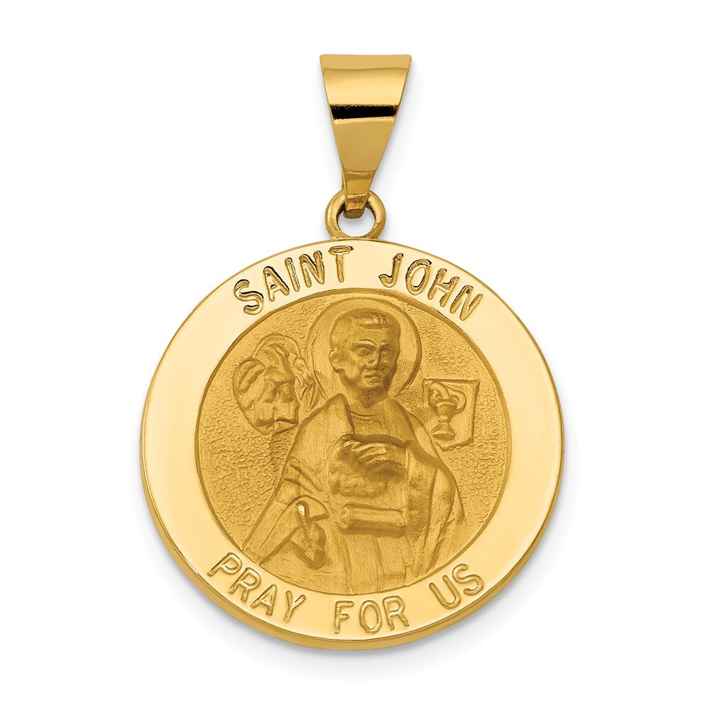 Charlie & Co Jewelry | 14k Polished And Satin St John Medal Hollow Pendant - Model XR1333