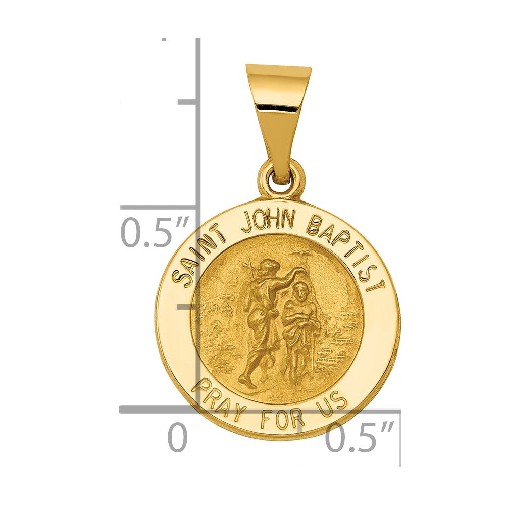 Charlie & Co Jewelry | 14k Polished And Satin St John Baptist Medal Hollow Pendant - Model XR1335