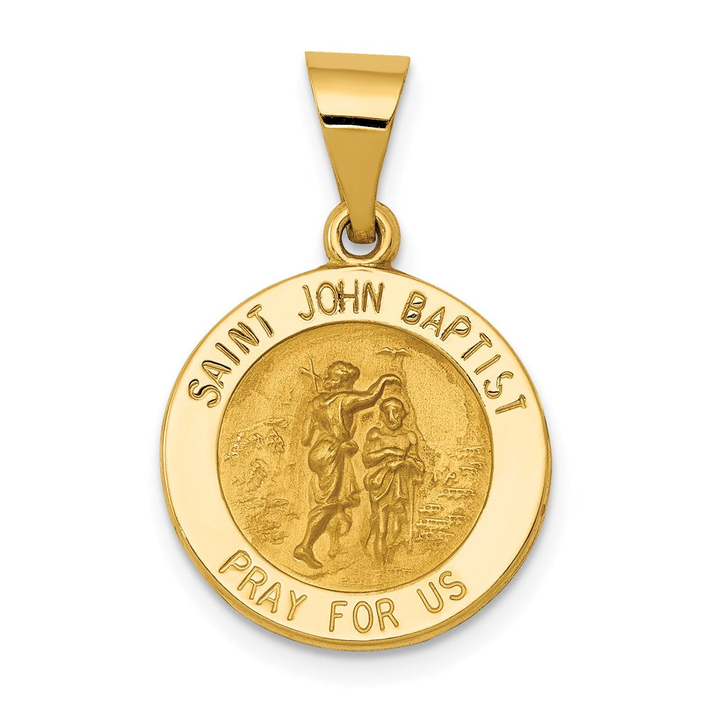 Charlie & Co Jewelry | 14k Polished And Satin St John Baptist Medal Hollow Pendant - Model XR1335