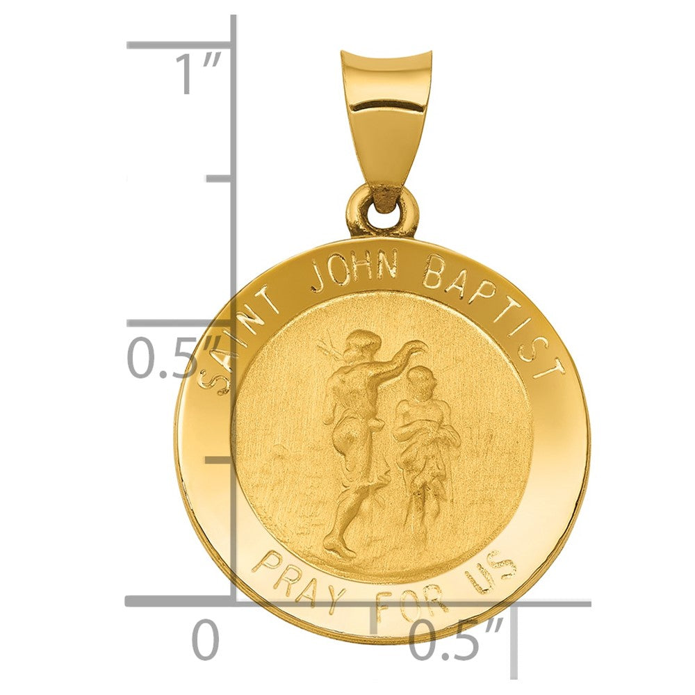 Charlie & Co Jewelry | 14k Polished And Satin St John Baptist Medal Hollow Pendant - Model XR1336