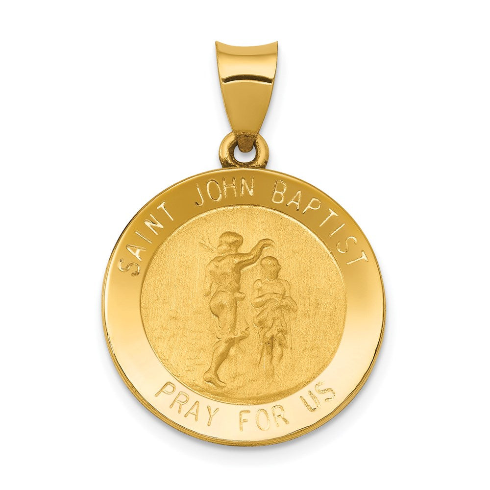 Charlie & Co Jewelry | 14k Polished And Satin St John Baptist Medal Hollow Pendant - Model XR1336