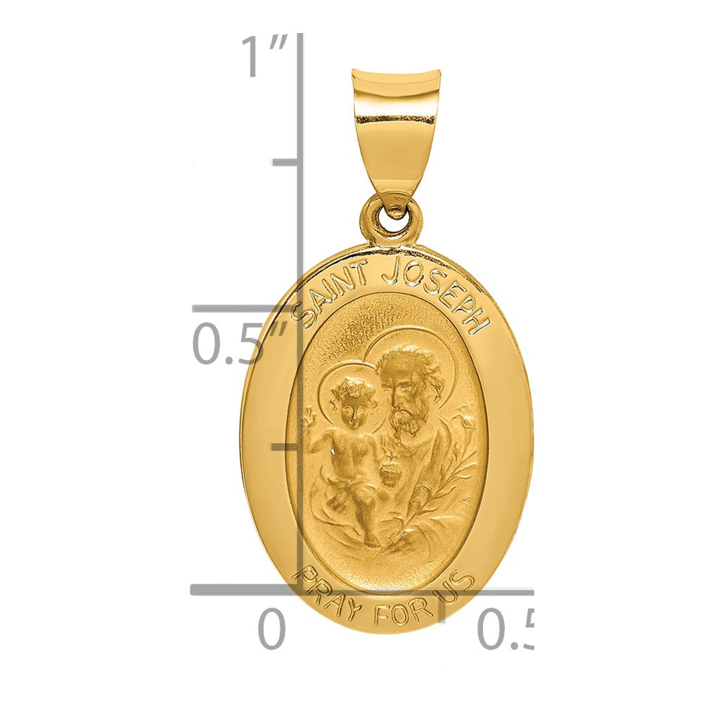 Charlie & Co Jewelry | 14k Polished And Satin St Joseph Medal Hollow Pendant - Model XR1344