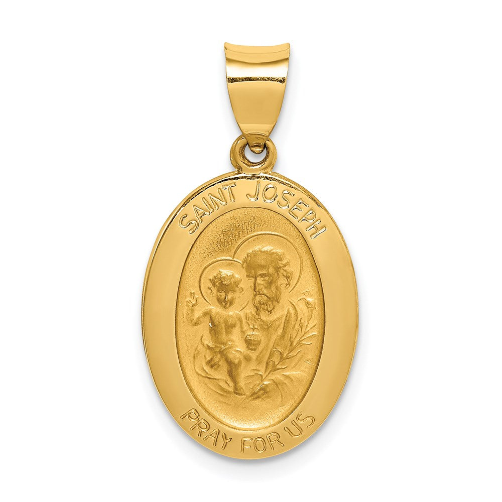 Charlie & Co Jewelry | 14k Polished And Satin St Joseph Medal Hollow Pendant - Model XR1344