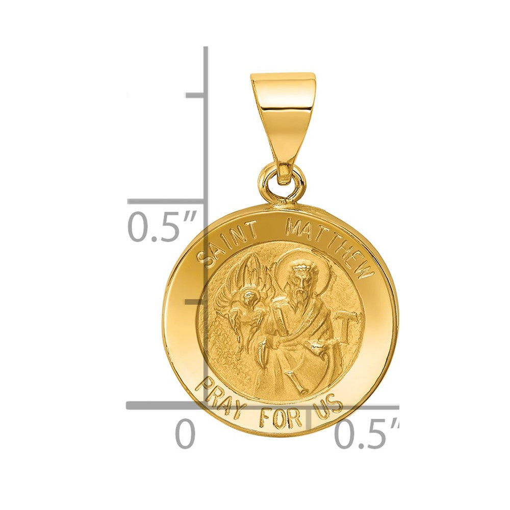 Charlie & Co Jewelry | 14k Polished And Satin St Matthew Medal Hollow Pendant - Model XR1359