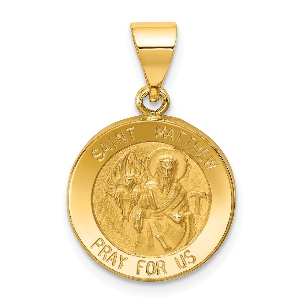Charlie & Co Jewelry | 14k Polished And Satin St Matthew Medal Hollow Pendant - Model XR1359