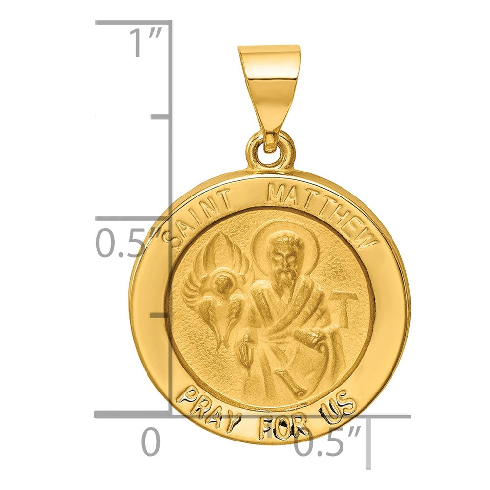 Charlie & Co Jewelry | 14k Polished And Satin St Matthew Medal Hollow Pendant - Model XR1360