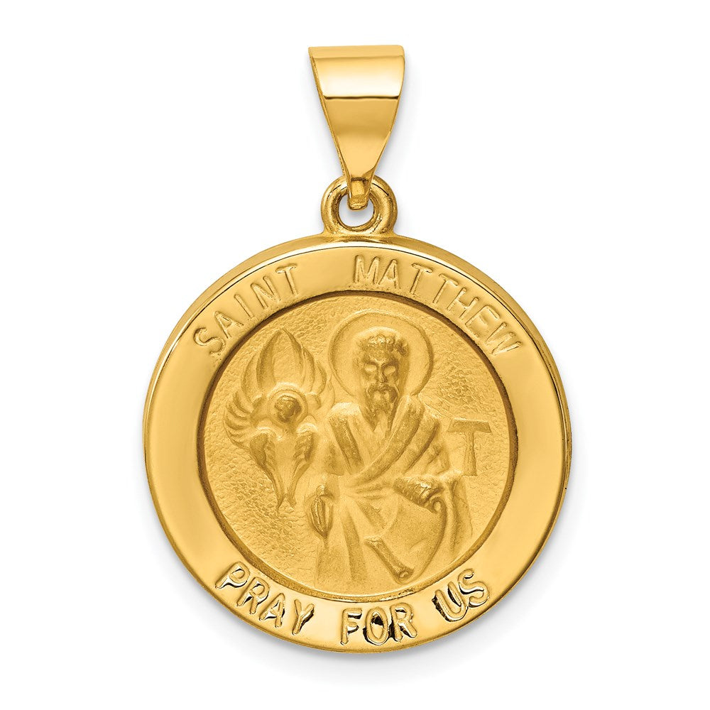 Charlie & Co Jewelry | 14k Polished And Satin St Matthew Medal Hollow Pendant - Model XR1360