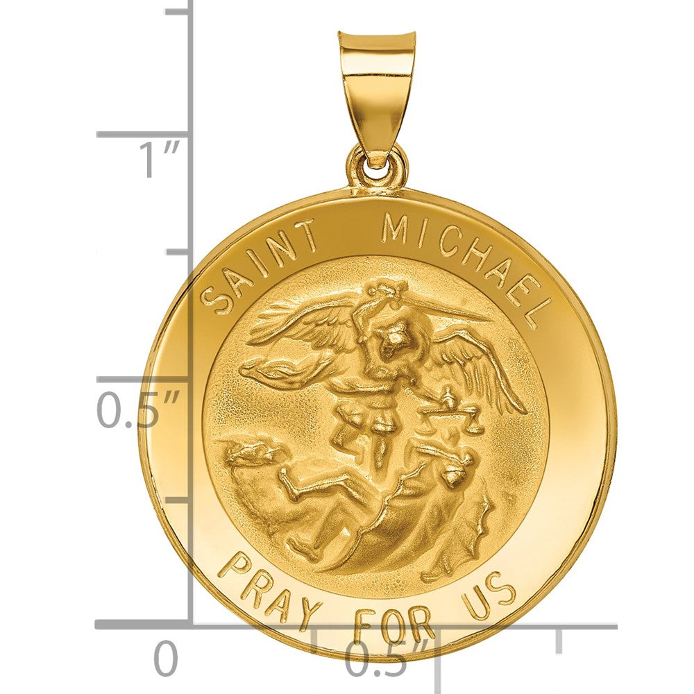 Charlie & Co Jewelry | 14k Polished And Satin St Michael Medal Hollow Pendant - Model XR1365