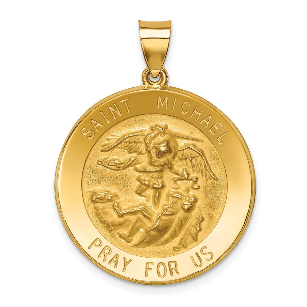 Charlie & Co Jewelry | 14k Polished And Satin St Michael Medal Hollow Pendant - Model XR1365