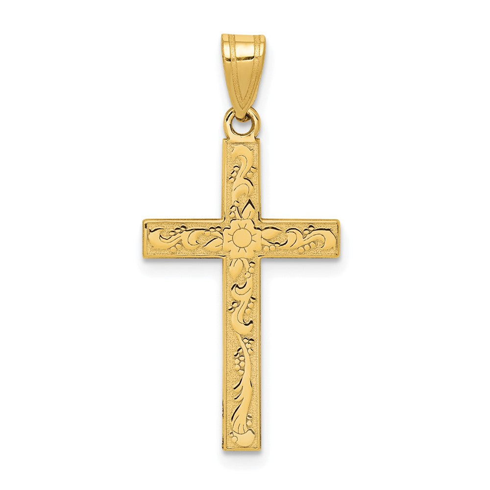 Charlie & Co Jewelry | 14k Etched Floral Cross Pendant - Model XR138