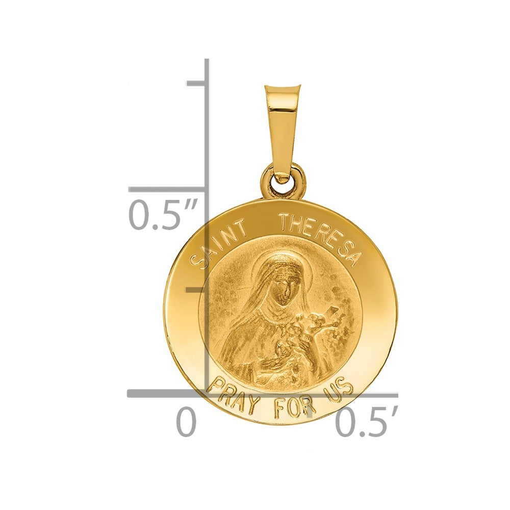 Charlie & Co Jewelry | 14k Polished And Satin St Theresa Medal Hollow Pendant - Model XR1384